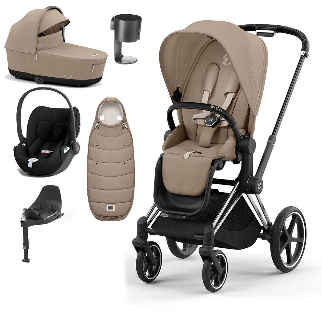 CYBEX Priam Cloud T Premium Travel System - Cozy Beige/Black