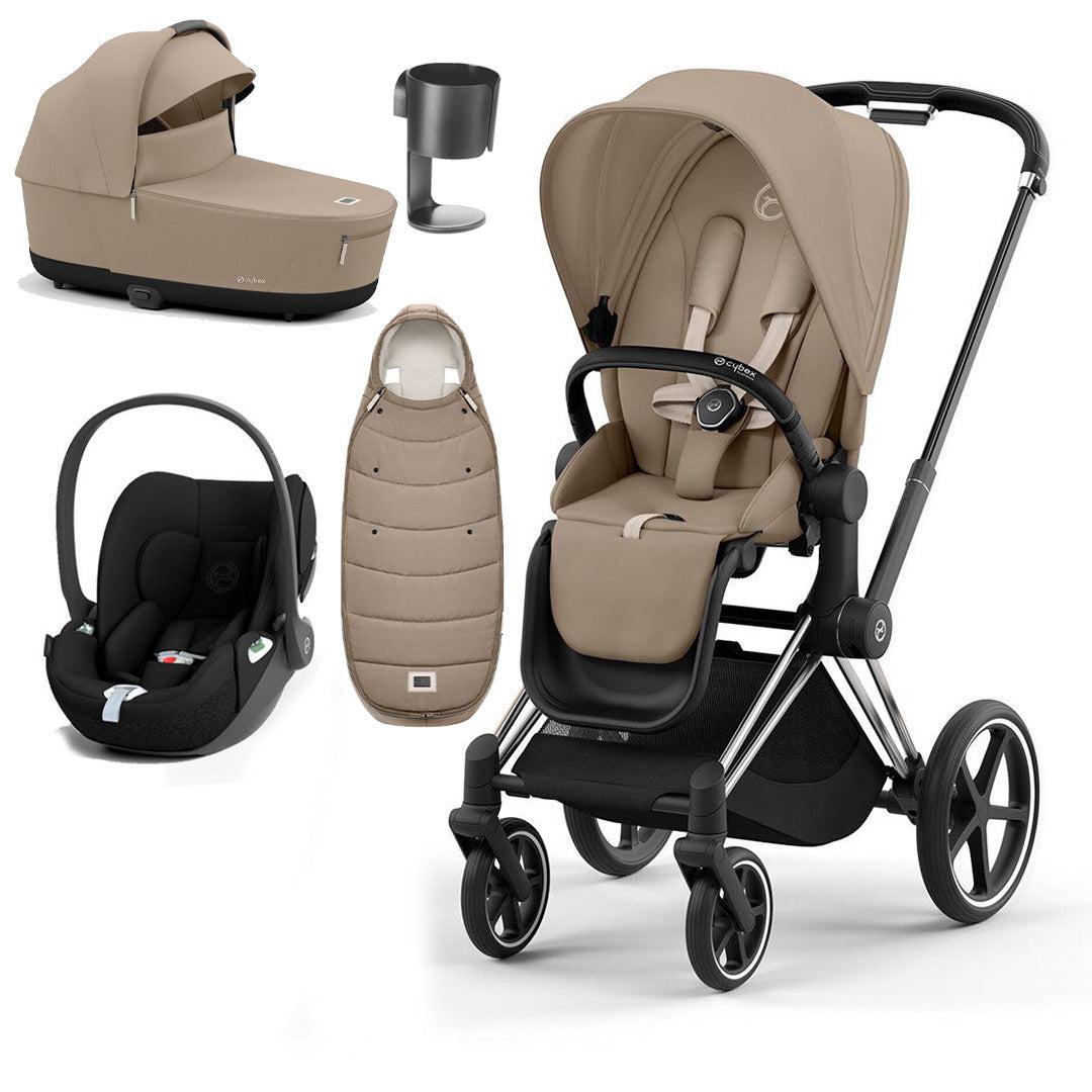 CYBEX Priam Cloud T Premium Travel System - Cozy Beige/Black
