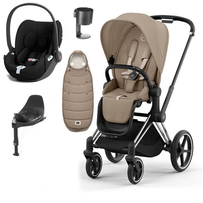 CYBEX Priam Cloud T Premium Travel System - Cozy Beige/Black