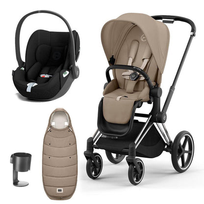 CYBEX Priam Cloud T Premium Travel System - Cozy Beige/Black