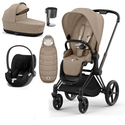 CYBEX Priam Cloud T Premium Travel System - Cozy Beige/Black