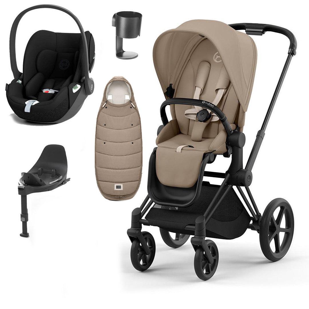 CYBEX Priam Cloud T Premium Travel System - Cozy Beige/Black