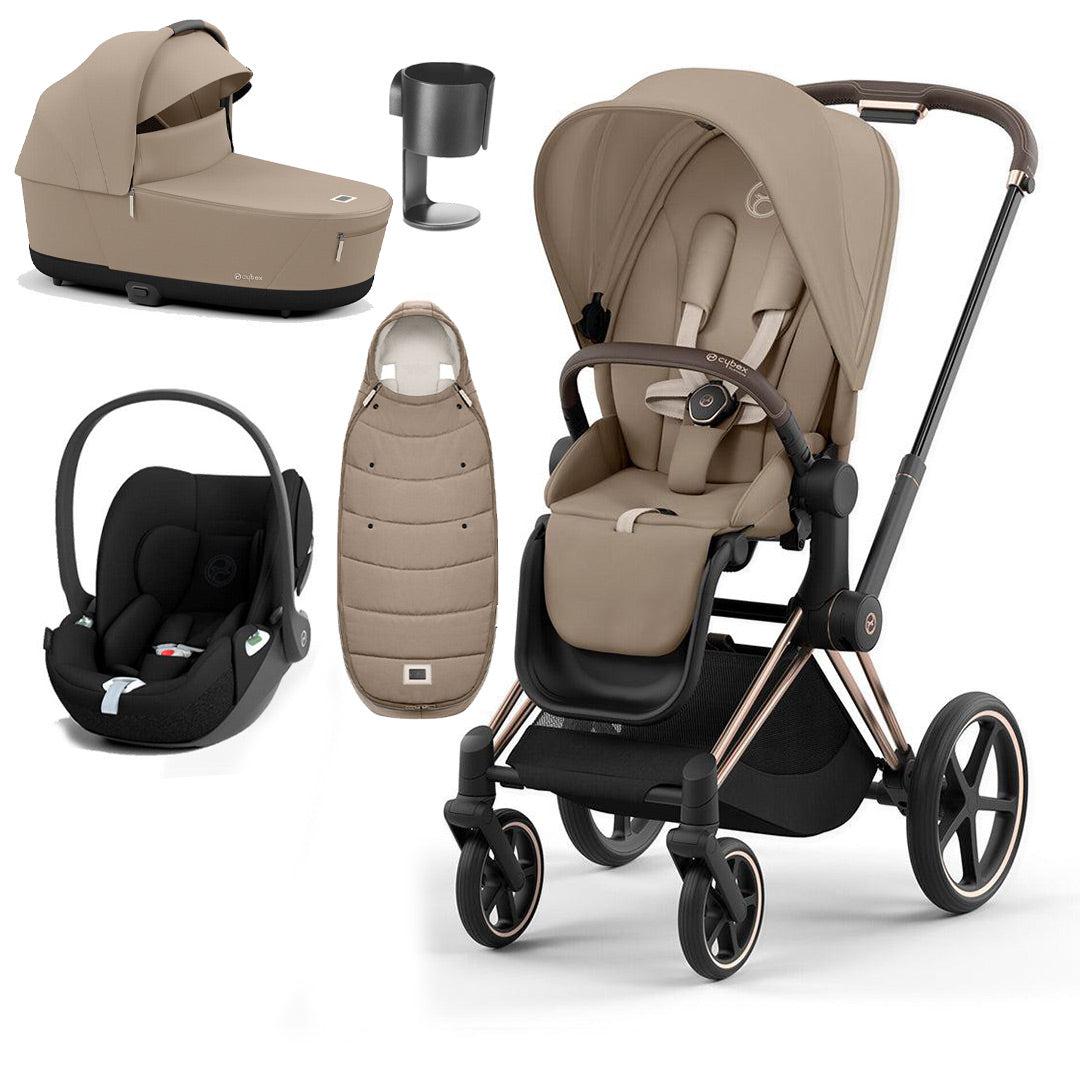 CYBEX Priam Cloud T Premium Travel System - Cozy Beige/Black