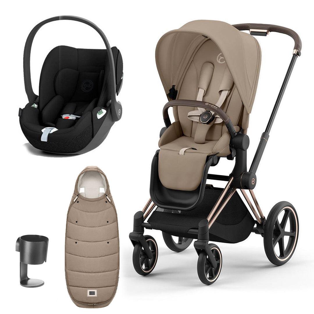 CYBEX Priam Cloud T Premium Travel System - Cozy Beige/Black